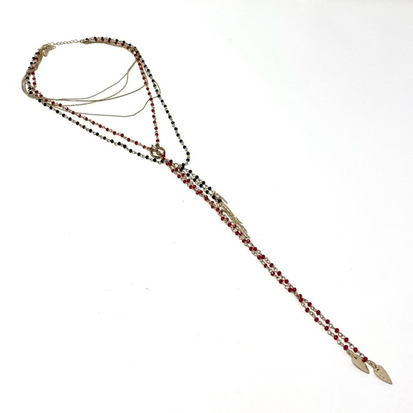 New Free People Layered Beaded Gold Bohemian Necklace - Picture 4 of 4